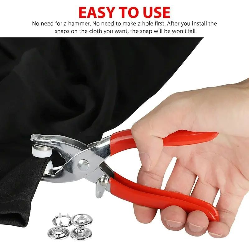 400pcs Prong Rings 9.5mm Buckle Buttons Metal Colour Pliers Snap Button Claw DIY Set Hand Pressure Plier Rivet Buckle Sew Tool Hand Tools