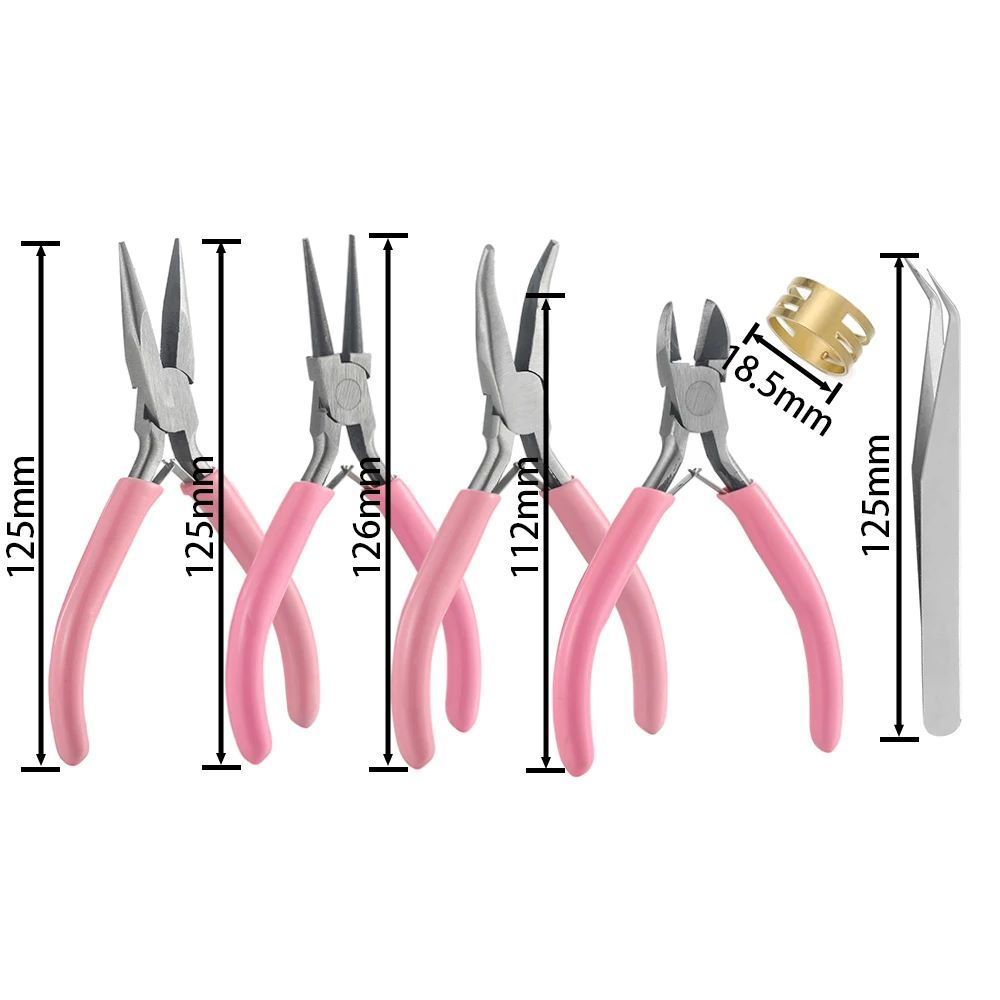 6pcs/Set Jewelry Pliers Tools Kit Needle Chain Round Nose Pliers Tweezers with Open Rings for DIY Jewelry Making Repair Tool Hand Tools