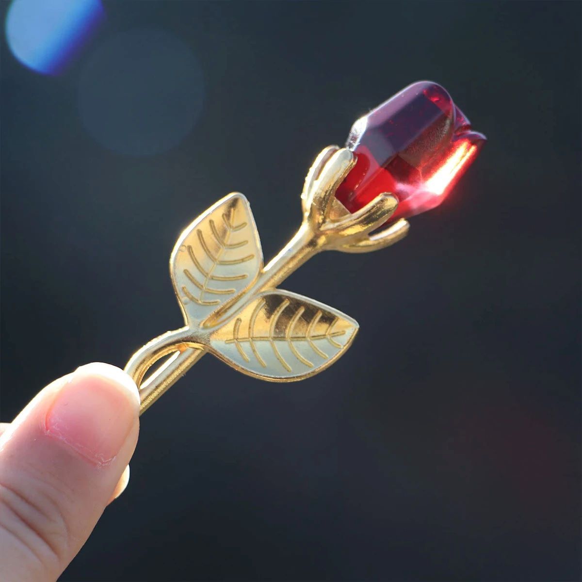 1pc Glass Rose Mini Crystal Flower Artificial Flowers Room Ornament Office Desktop Decoration Wedding Party Valentine's Day Gift Jewelry Making Display