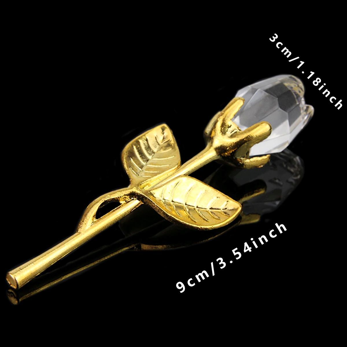 1pc Glass Rose Mini Crystal Flower Artificial Flowers Room Ornament Office Desktop Decoration Wedding Party Valentine's Day Gift Jewelry Making Display