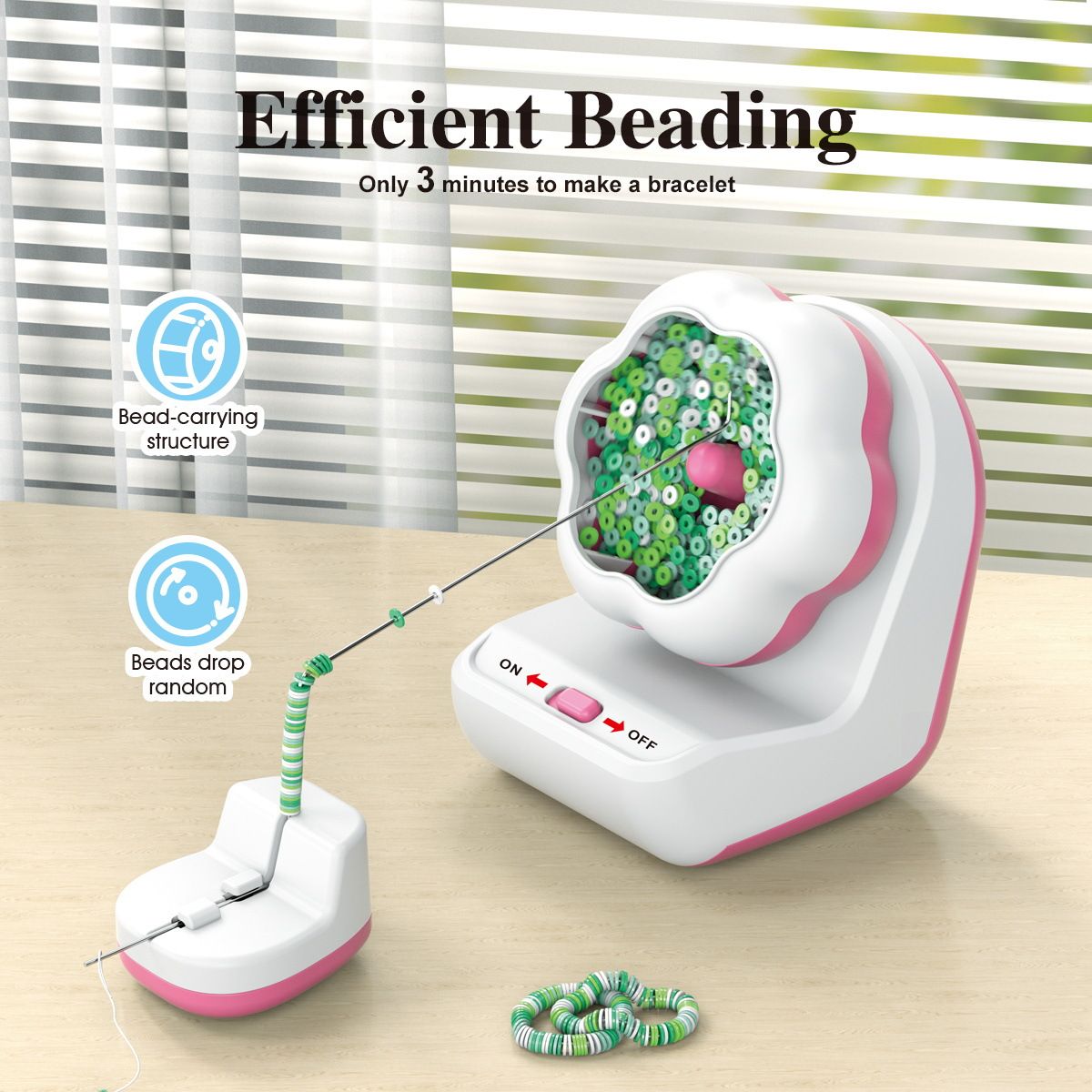 Bead stringing machine Spinner for Bracelets Making Gift for Girls Clay for Electric with Needle and Thread Bracelets Necklaces Jewelry Making Tools