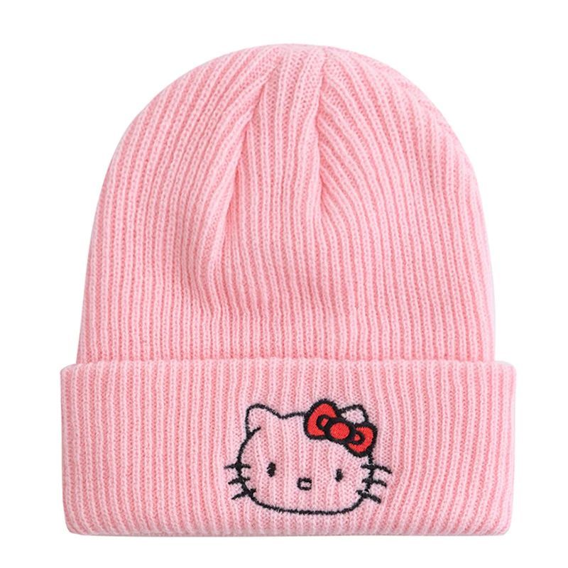 Hot Sale Saniro Hello Kitty Beanie Hat Women Cute Cartoon Cinnamoroll Melody Kuromi Winter Knitted Cap
