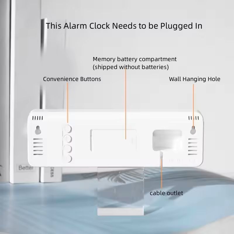 9 Inch Large Digital Wall Clock USB Powered TEMP Humidity Week Auto Dimmer DST Table Clock 12/24H Electronic LED Alarm Clock