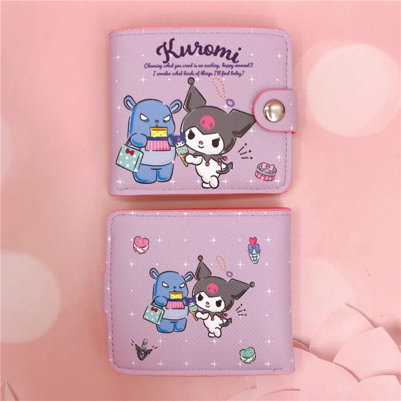 Sanrio Hello Kitty Cinnamoroll My Melody Kuromi New Pu Casual Money Bag Coin Purse Card package Wallet With Buttons ﻿