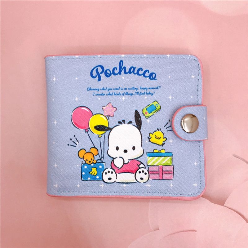 Sanrio Hello Kitty Cinnamoroll My Melody Kuromi New Pu Casual Money Bag Coin Purse Card package Wallet With Buttons ﻿