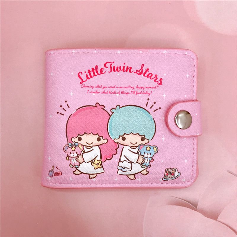 Sanrio Hello Kitty Cinnamoroll My Melody Kuromi New Pu Casual Money Bag Coin Purse Card package Wallet With Buttons ﻿