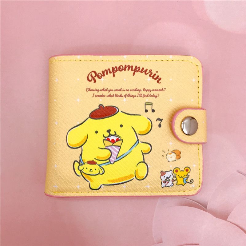 Sanrio Hello Kitty Cinnamoroll My Melody Kuromi New Pu Casual Money Bag Coin Purse Card package Wallet With Buttons ﻿
