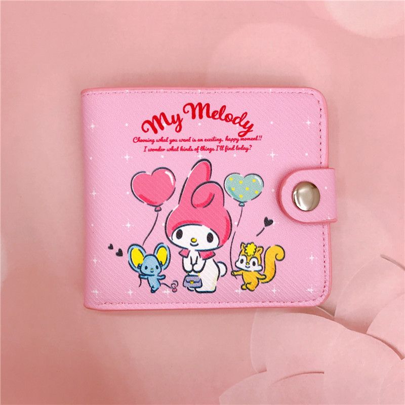 Sanrio Hello Kitty Cinnamoroll My Melody Kuromi New Pu Casual Money Bag Coin Purse Card package Wallet With Buttons ﻿