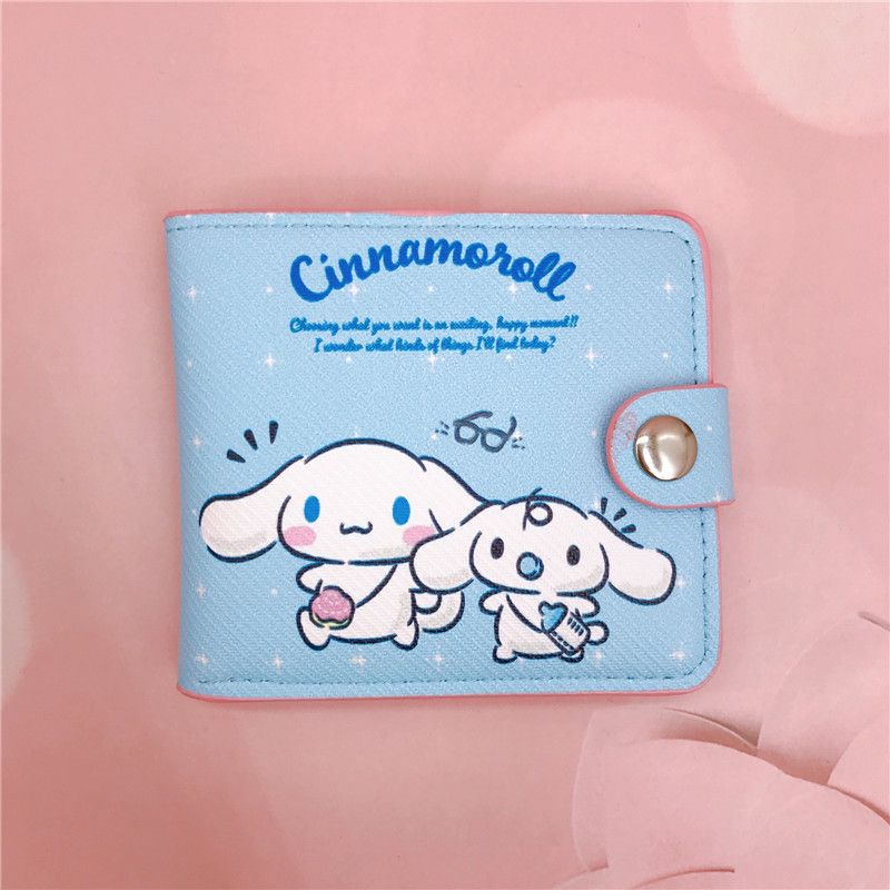 Sanrio Hello Kitty Cinnamoroll My Melody Kuromi New Pu Casual Money Bag Coin Purse Card package Wallet With Buttons ﻿