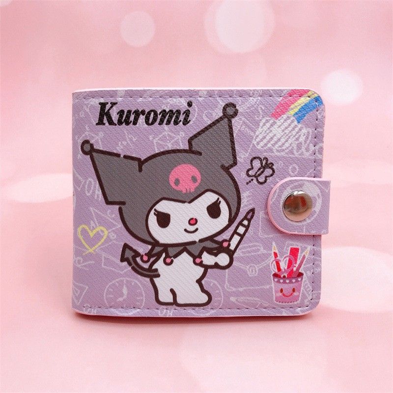 Sanrio Hello Kitty Cinnamoroll My Melody Kuromi New Pu Casual Money Bag Coin Purse Card package Wallet With Buttons ﻿