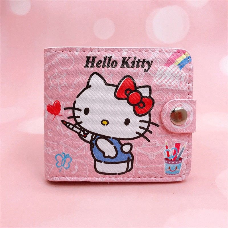 Sanrio Hello Kitty Cinnamoroll My Melody Kuromi New Pu Casual Money Bag Coin Purse Card package Wallet With Buttons ﻿
