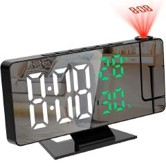LED Digital Alarm Clock Bedroom Electric Alarm Clock with Projection FM Radio Time Projector Bedroom Bedside Clock