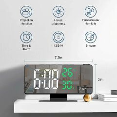 LED Digital Alarm Clock Bedroom Electric Alarm Clock with Projection FM Radio Time Projector Bedroom Bedside Clock