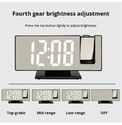 LED Digital Alarm Clock Bedroom Electric Alarm Clock with Projection FM Radio Time Projector Bedroom Bedside Clock