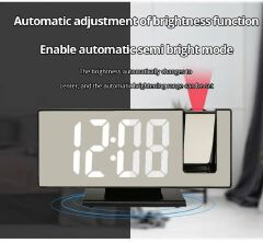 LED Digital Alarm Clock Bedroom Electric Alarm Clock with Projection FM Radio Time Projector Bedroom Bedside Clock