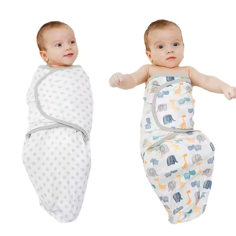Newborn Sleeping Bag Hat Set Cotton Baby Swaddle Blanket Wrap Adjustable New Born Sleep Sack Infant Sleepwear 0-6M