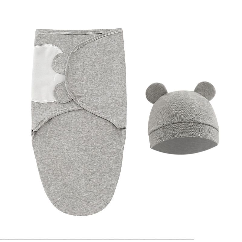 Newborn Sleeping Bag Hat Set Cotton Baby Swaddle Blanket Wrap Adjustable New Born Sleep Sack Infant Sleepwear 0-6M