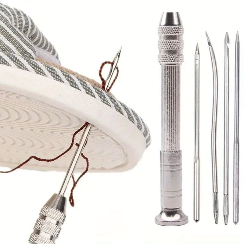 5pcs-set Leather Sewing Cone Set with Interchangeable Needles - Versatile Shoe Repair and DIY Craft Kit, Sewing Supplies Accessories