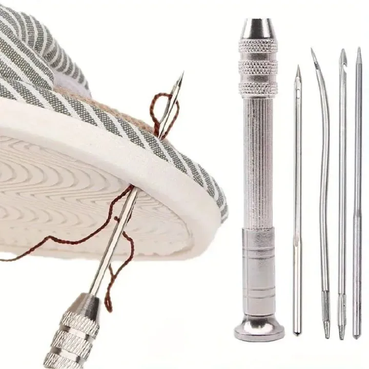 5pcs-set Leather Sewing Cone Set with Interchangeable Needles - Versatile Shoe Repair and DIY Craft Kit, Sewing Supplies Accessories