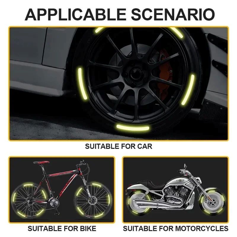 20Pcs Car Motorcycle Wheel Reflective Strips Colorful Hub Stickers Car Styling Decal Sticker Auto Moto Decor Decals Accessories
﻿