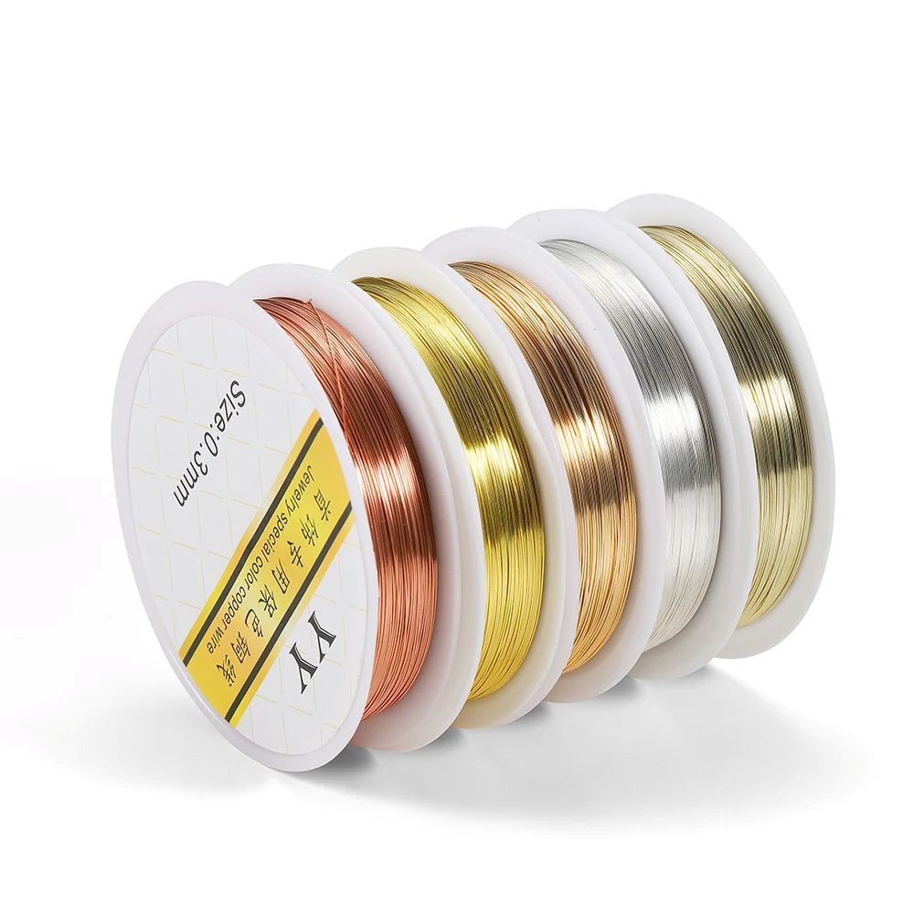 1Roll Gold Color Copper Wire 0.2/0.3/0.4/0.5/0.6/0.7/0.8/1.0mm Beading Cord DIY for Jewelry Making Accessories