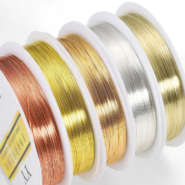 1Roll Gold Color Copper Wire 0.2/0.3/0.4/0.5/0.6/0.7/0.8/1.0mm Beading Cord DIY for Jewelry Making Accessories