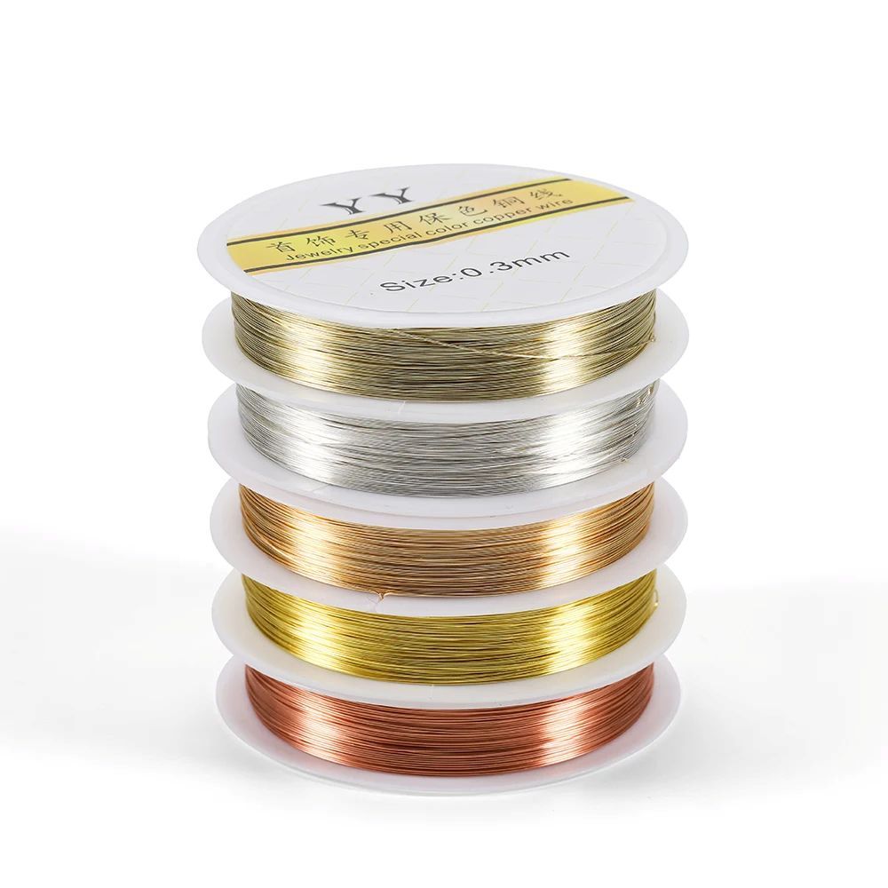 1Roll Gold Color Copper Wire 0.2/0.3/0.4/0.5/0.6/0.7/0.8/1.0mm Beading Cord DIY for Jewelry Making Accessories