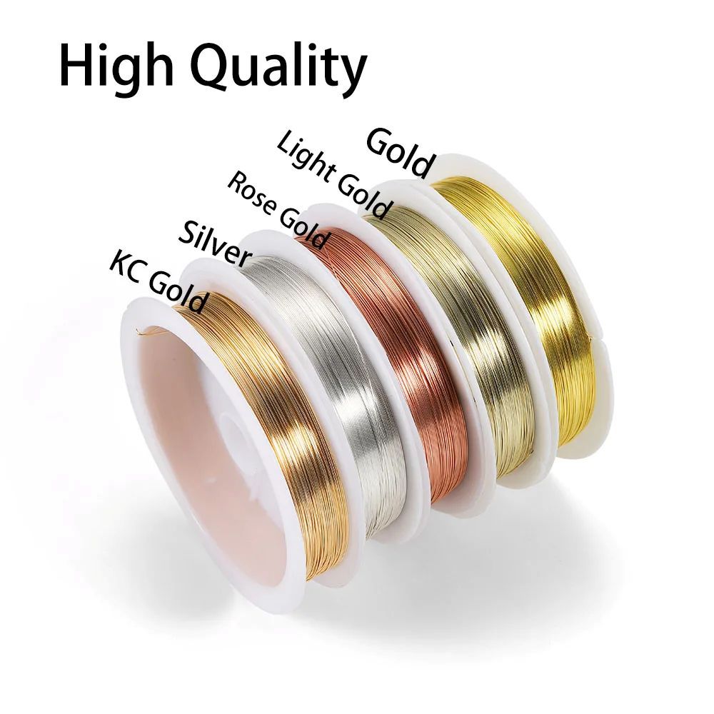 1Roll Gold Color Copper Wire 0.2/0.3/0.4/0.5/0.6/0.7/0.8/1.0mm Beading Cord DIY for Jewelry Making Accessories