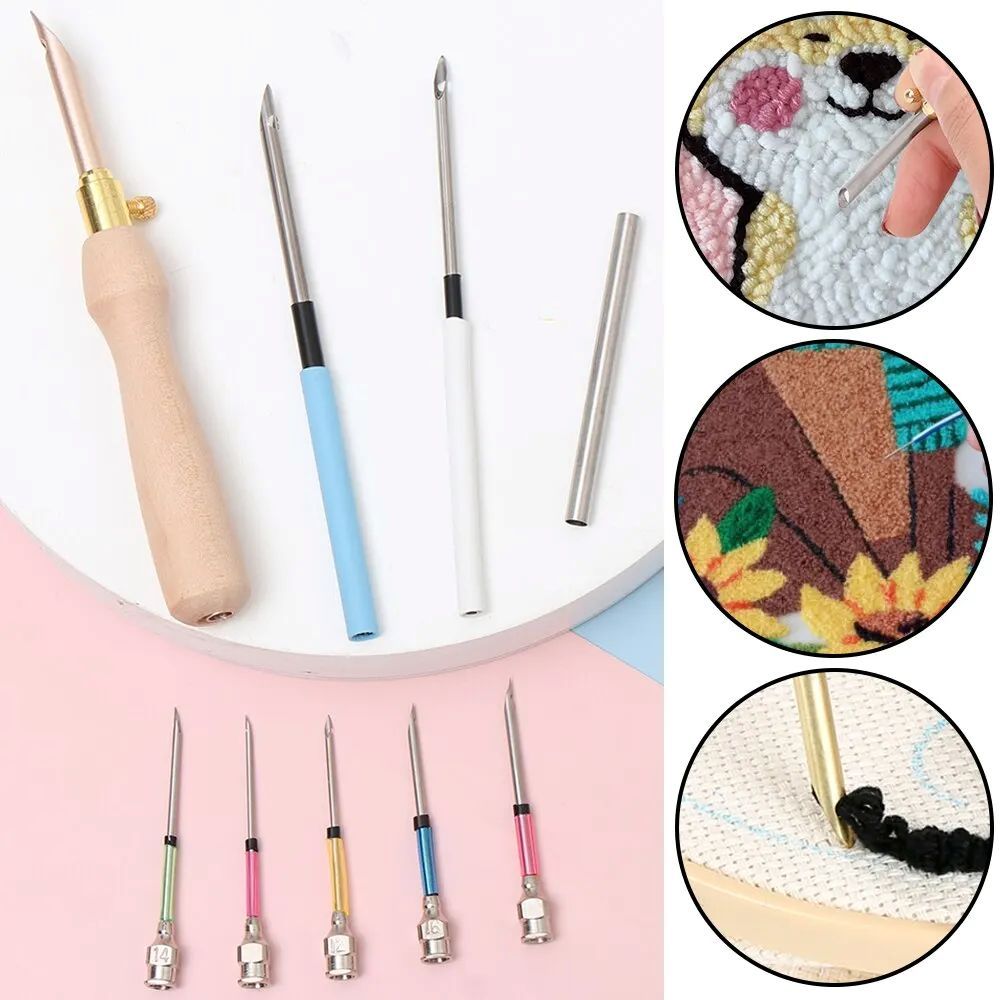 Punch Needle Embroidery Kits Wooden Yarn Embroidery Pen Crochet Knitting DIY Craft Stitching Sewing Tools