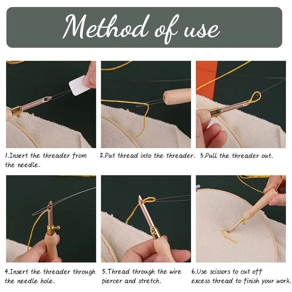 Punch Needle Embroidery Kits Wooden Yarn Embroidery Pen Crochet Knitting DIY Craft Stitching Sewing Tools