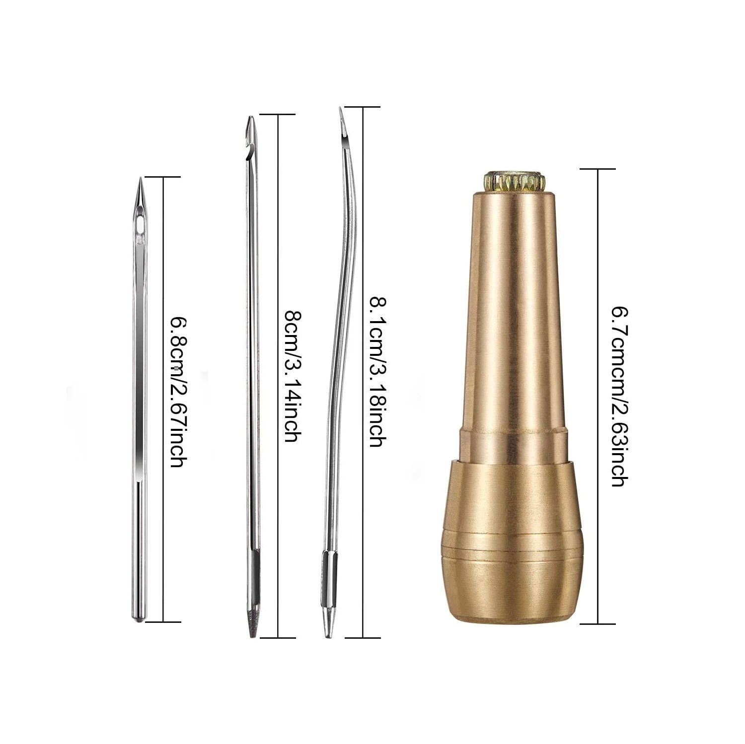 8PC Leather Sewing Kit DIY Leather Sewing Awl Needle With Copper Handle Set Leather Canvas Tent Shoes Repairing Tool W/Nylon Thread