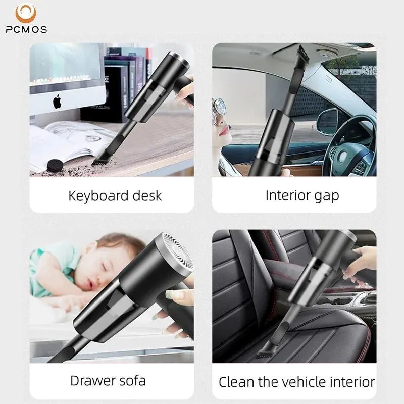 1PC Wireless Vacuum Cleaner Dual Use for Home and Car High Power Powerful Vacuum Cleaner Black