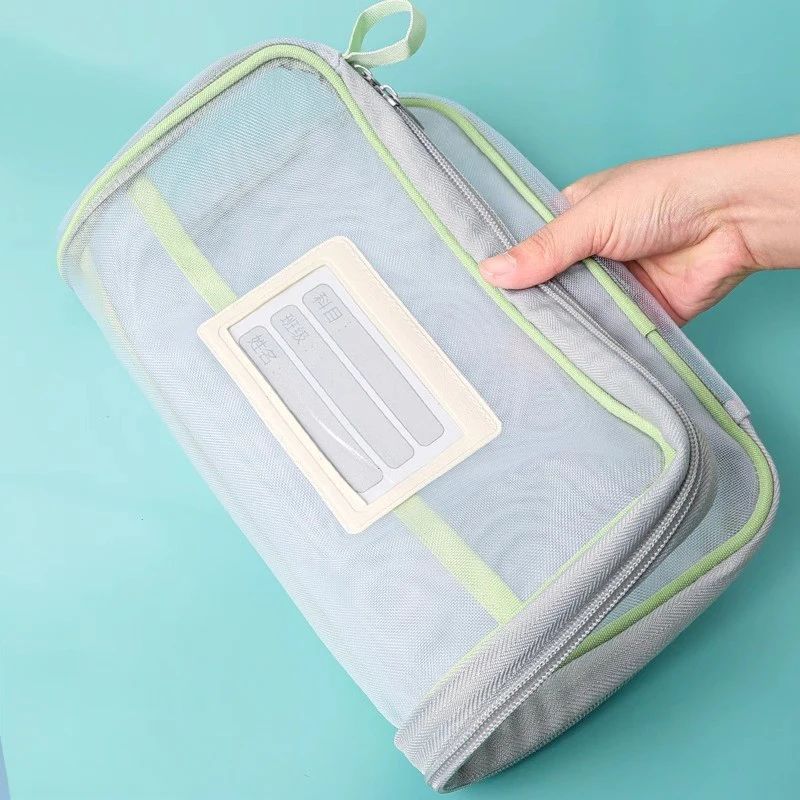 4pcs A4 Stationery Storage Bag Double-layer Mesh Zipper Bag Large Capacity Organizer Folders School Office Supplies Stationary Bag