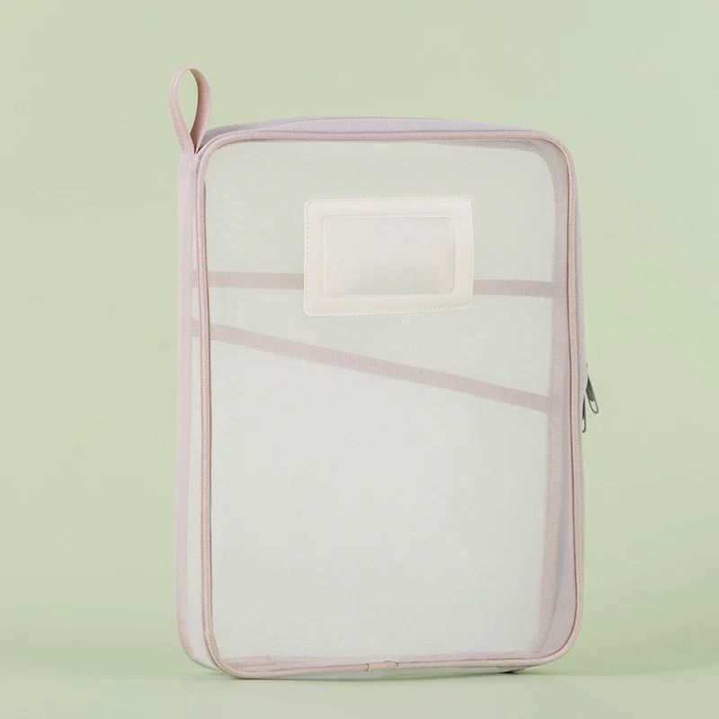 4pcs A4 Stationery Storage Bag Double-layer Mesh Zipper Bag Large Capacity Organizer Folders School Office Supplies Stationary Bag