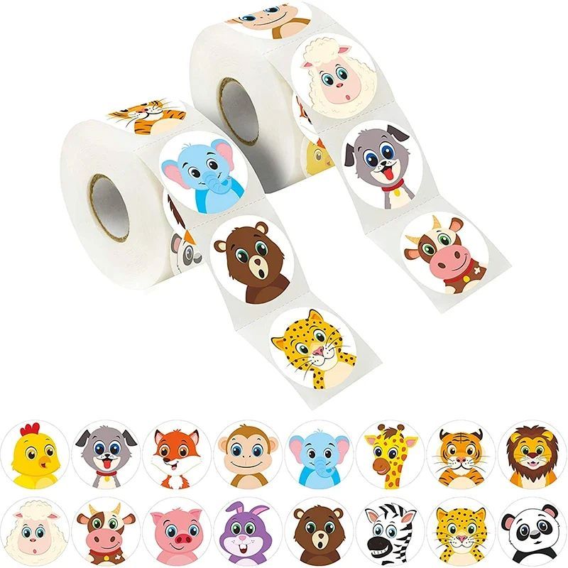 1000pcs Colorful Star Adhesive Holographic Star Stickers Zoo Farm Scrapbook Sticker Roll Labels For Kids DIY Gift Toys
