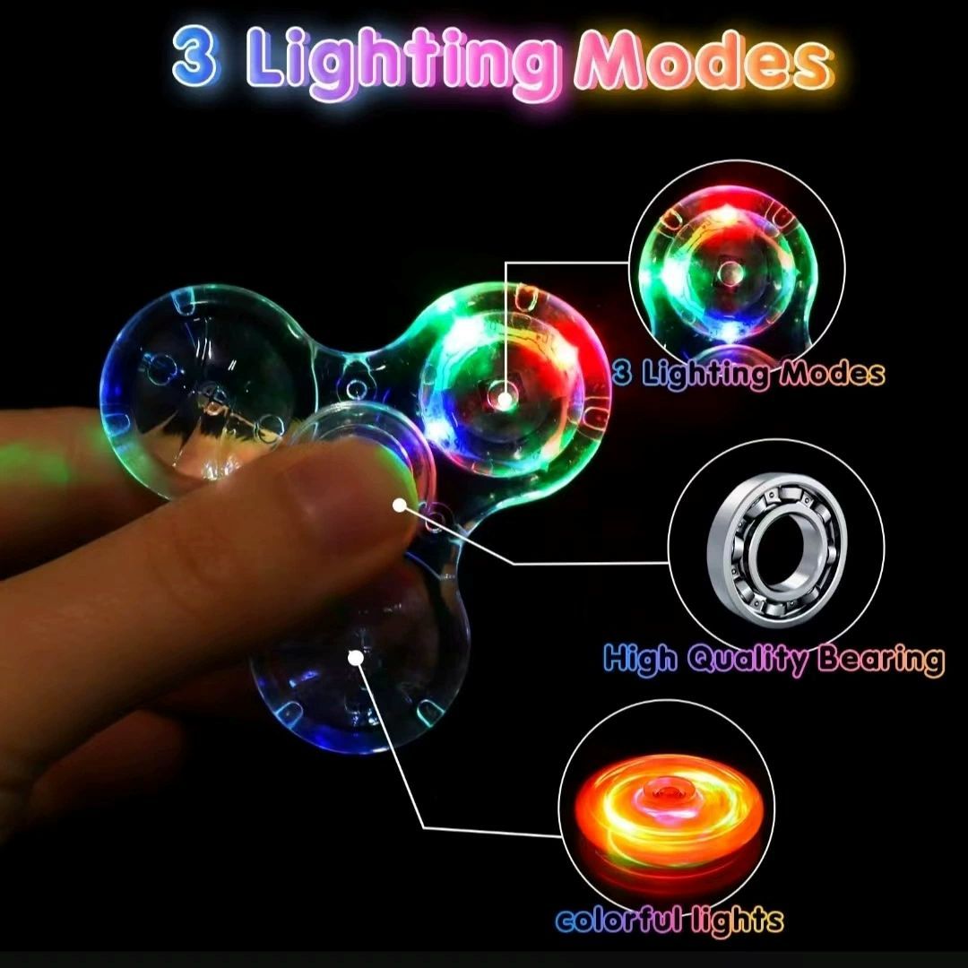 Crystal Luminous LED light Fidget Spinner Hand Top Spinners Glow in Dark EDC Stress Relief Toys Kinetic Gyroscope for Children