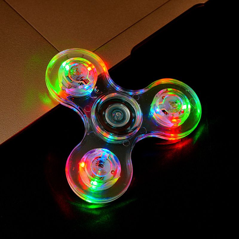 Crystal Luminous LED light Fidget Spinner Hand Top Spinners Glow in Dark EDC Stress Relief Toys Kinetic Gyroscope for Children