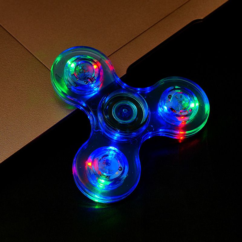 Crystal Luminous LED light Fidget Spinner Hand Top Spinners Glow in Dark EDC Stress Relief Toys Kinetic Gyroscope for Children