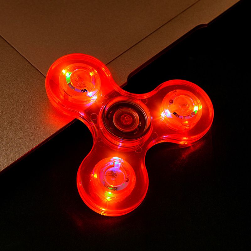 Crystal Luminous LED light Fidget Spinner Hand Top Spinners Glow in Dark EDC Stress Relief Toys Kinetic Gyroscope for Children