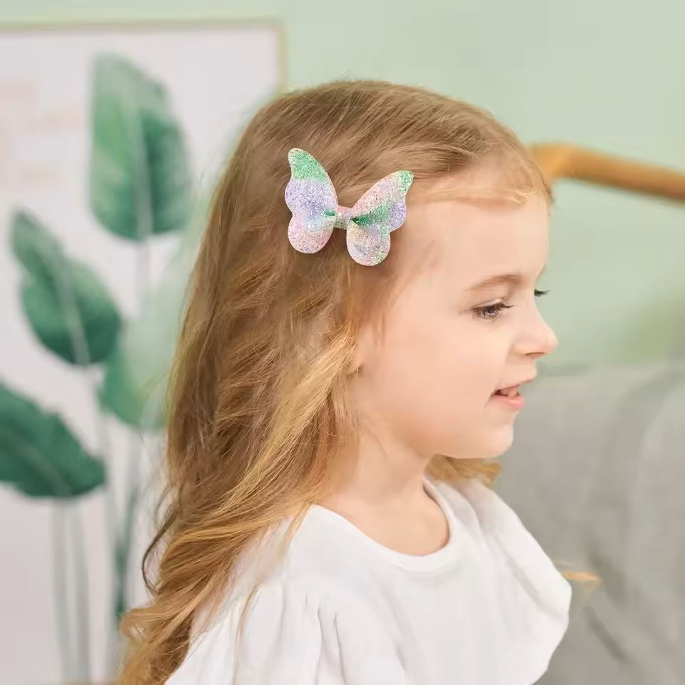 5Pcs Girls Cute Sequins Double Butterfly Hair Clip Bow Hairpins DIY Headwear Bow Decor Hairgrip Toddler Hair Accessories