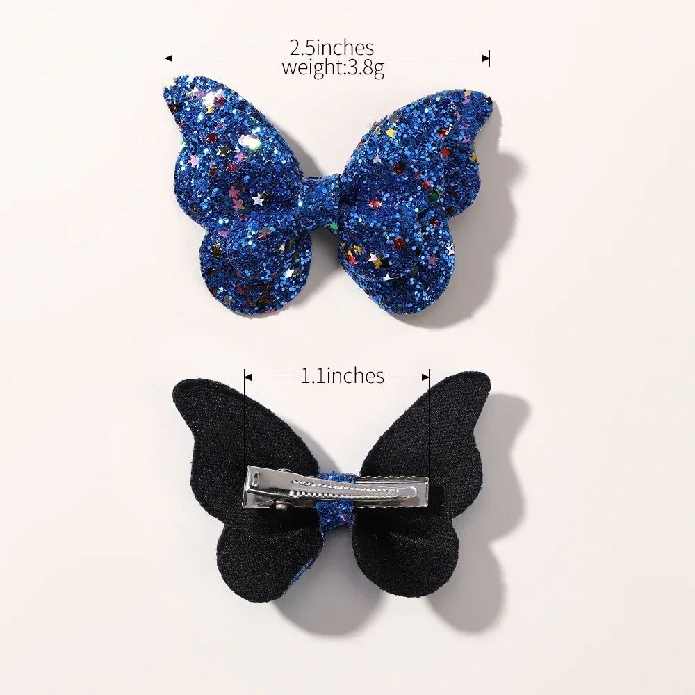 5Pcs Girls Cute Sequins Double Butterfly Hair Clip Bow Hairpins DIY Headwear Bow Decor Hairgrip Toddler Hair Accessories