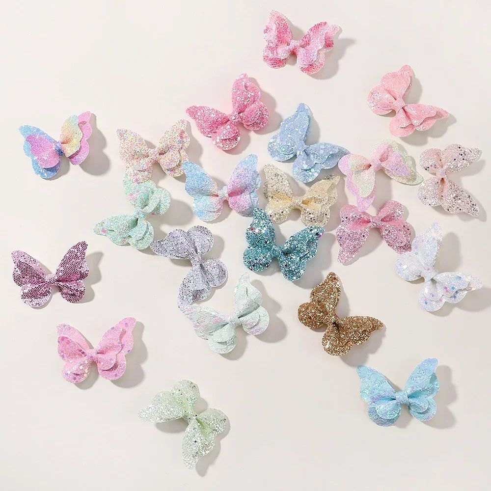 5Pcs Girls Cute Sequins Double Butterfly Hair Clip Bow Hairpins DIY Headwear Bow Decor Hairgrip Toddler Hair Accessories