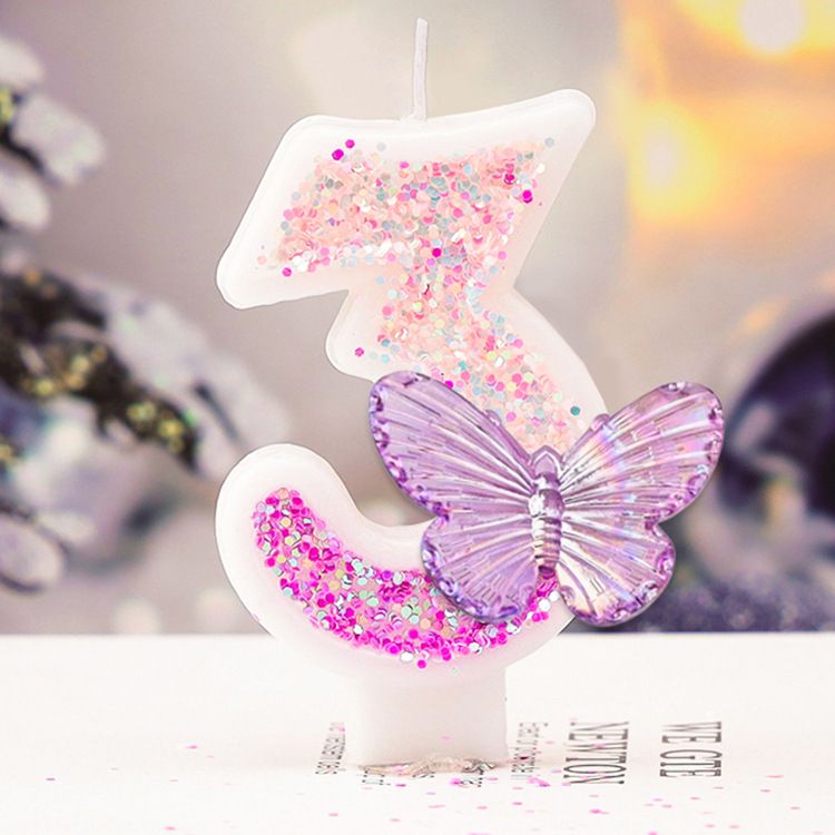 0-9 Number Cake Candles Party Supplies Birthday Candles   Purple Butterflies Candles Accessories Cake Shop Props Valentine's Anniversary Candles
﻿