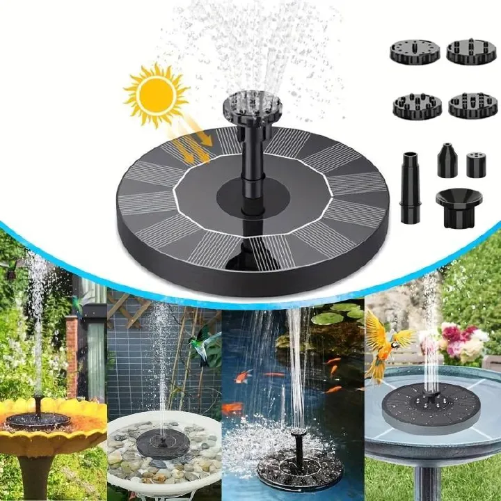 3W Solar Fountain Water Pump for Bird Bath Pond Swimming Pool Fish Tank - Outdoor Powered with 6 Nozzle Styles Garden Decor
