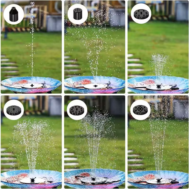 3W Solar Fountain Water Pump for Bird Bath Pond Swimming Pool Fish Tank - Outdoor Powered with 6 Nozzle Styles Garden Decor