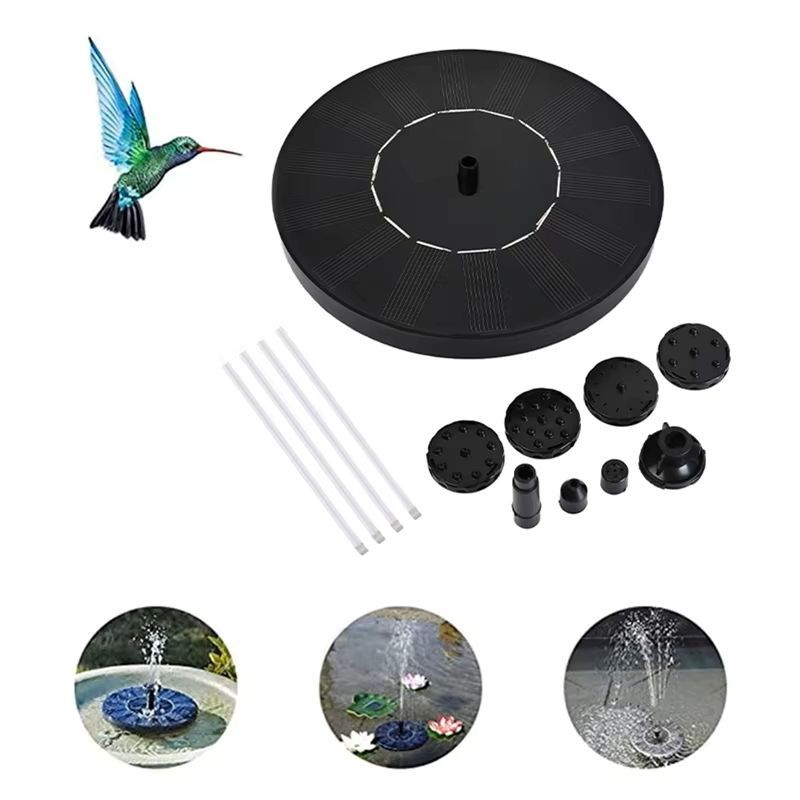 3W Solar Fountain Water Pump for Bird Bath Pond Swimming Pool Fish Tank - Outdoor Powered with 6 Nozzle Styles Garden Decor