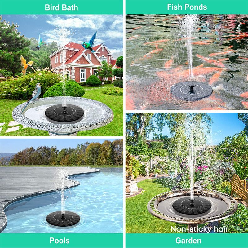 3W Solar Fountain Water Pump for Bird Bath Pond Swimming Pool Fish Tank - Outdoor Powered with 6 Nozzle Styles Garden Decor