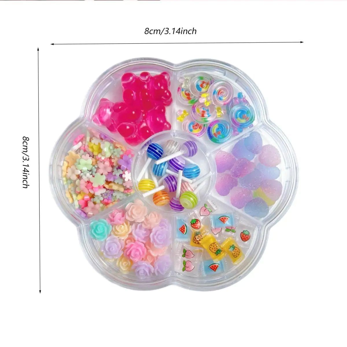 1Box Mixed Cute Simulated Dessert Candy Butterfly Nail Art Decorations 3D Resin Cartoon Cat Fish Bear Nail Charms Supplies view 6