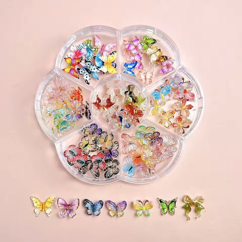 1Box Mixed Cute Simulated Dessert Candy Butterfly Nail Art Decorations 3D Resin Cartoon Cat Fish Bear Nail Charms Supplies view 10