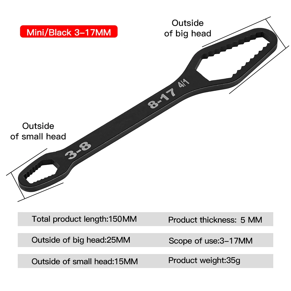 8-22mm Universal Torx Wrench Self-tightening Adjustable Glasses Wrench Board Double-head Torx Spanner Hand Tools